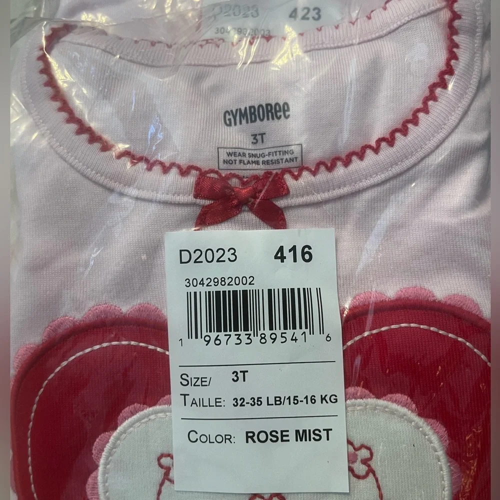 NWT Gymboree Girls Sweetheart Snug Fit 100% Cotton Pajamas - Gymmies - Pink